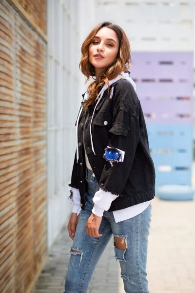 Veste Denim Noir Ailes De La Liberté Jaune - District SNK 2 Veste Denim Noir Ailes De La Liberté Jaune - District SNK – Image 2