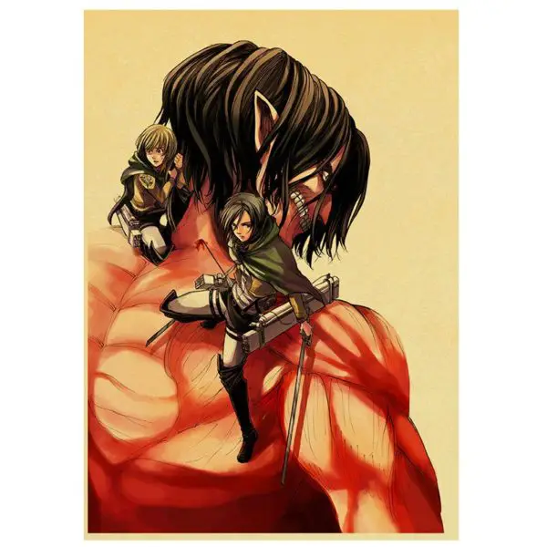 Poster Mikasa Et Armin Accrochés Au Titan - District SNK 1 Poster Mikasa Et Armin Accrochés Au Titan - District SNK